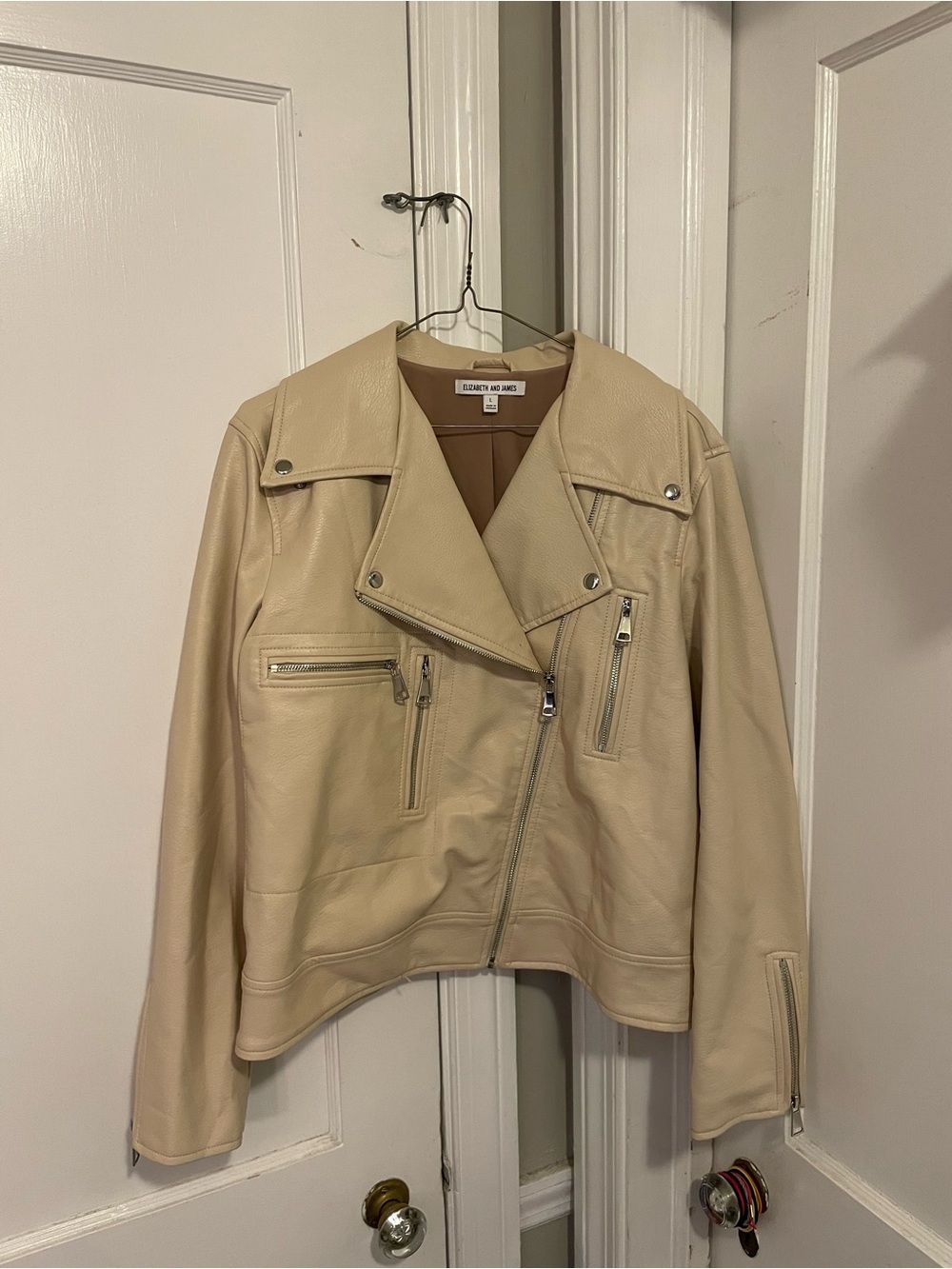 Elizabeth and James Faux Leather Moto Jacket Size L
